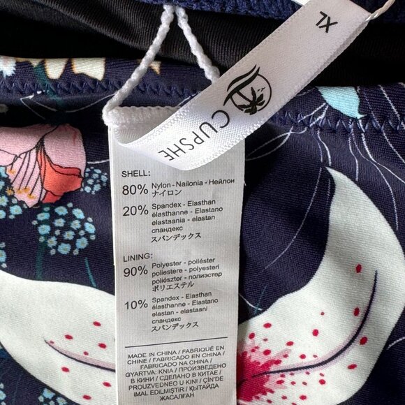 Cupshe Womens Floral Bikini Bottom XL Swimwear Swim Beach Navy Blue Pink Floral - Picture 3 of 9